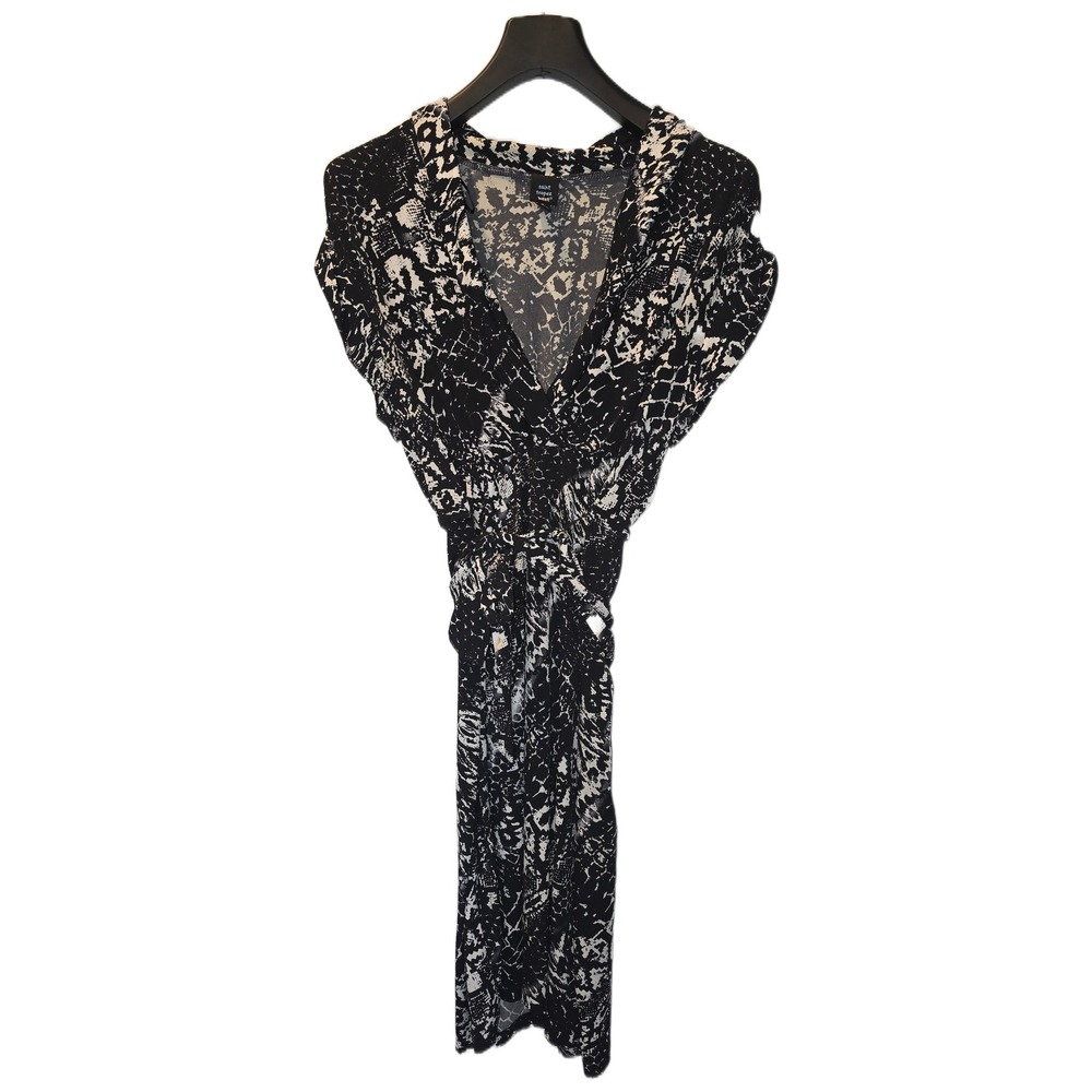 Saint Tropez West Womens Snakeskin V-Neck Sheath Dress Black‎ White Size 8